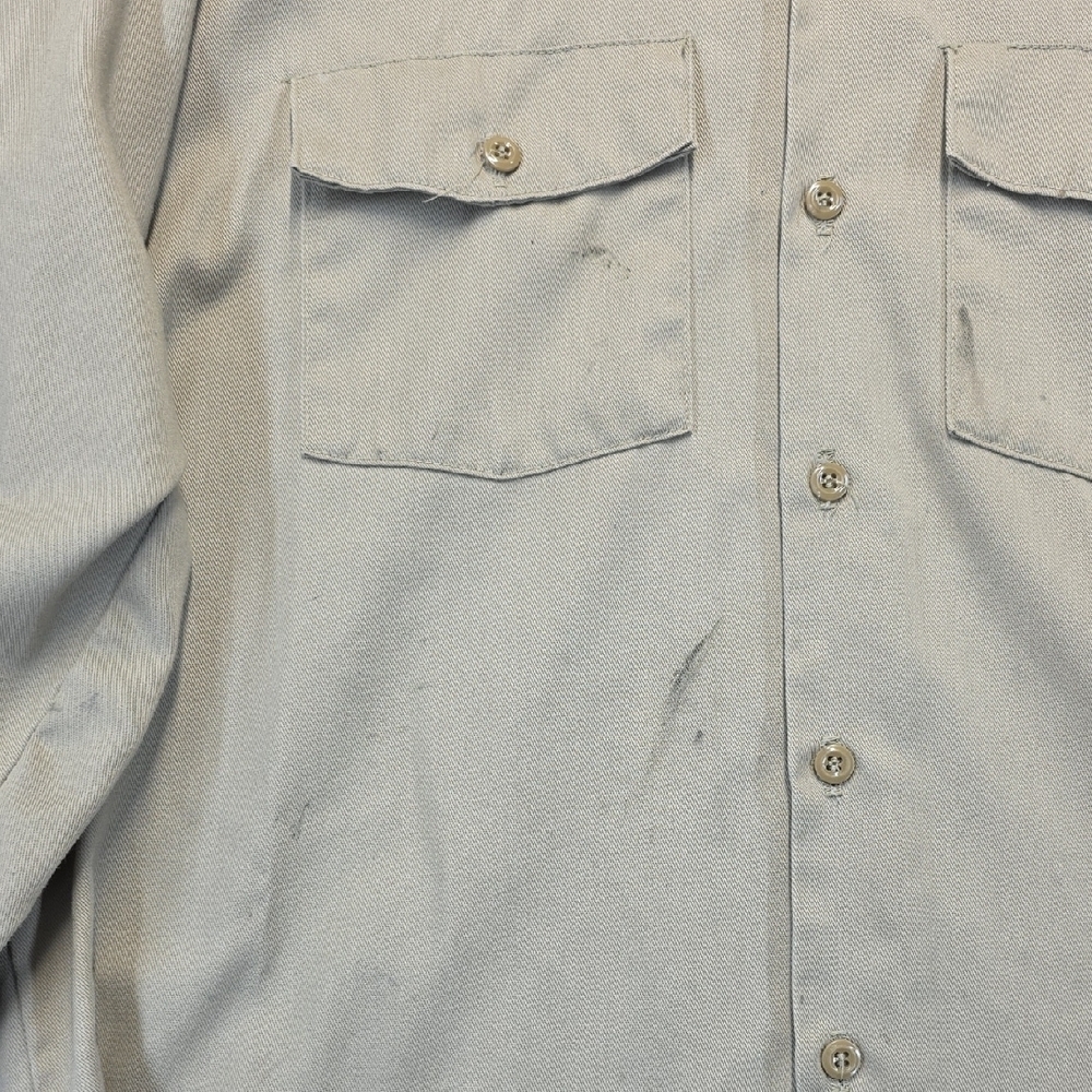 Dickies Khaki Work Shirt Men’s 16-16.5x33 USA Made Distressed Utility - Picture 3 of 12